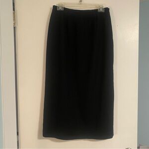 VTG Evan Picone Wool Black Fitted Dressy Long Skirt Slit Academia Business sz 10
